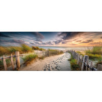 GLASBILD 80x30 cm Sonnenuntergand am Strand - Gelb, Glas (80/30cm) - artissimo