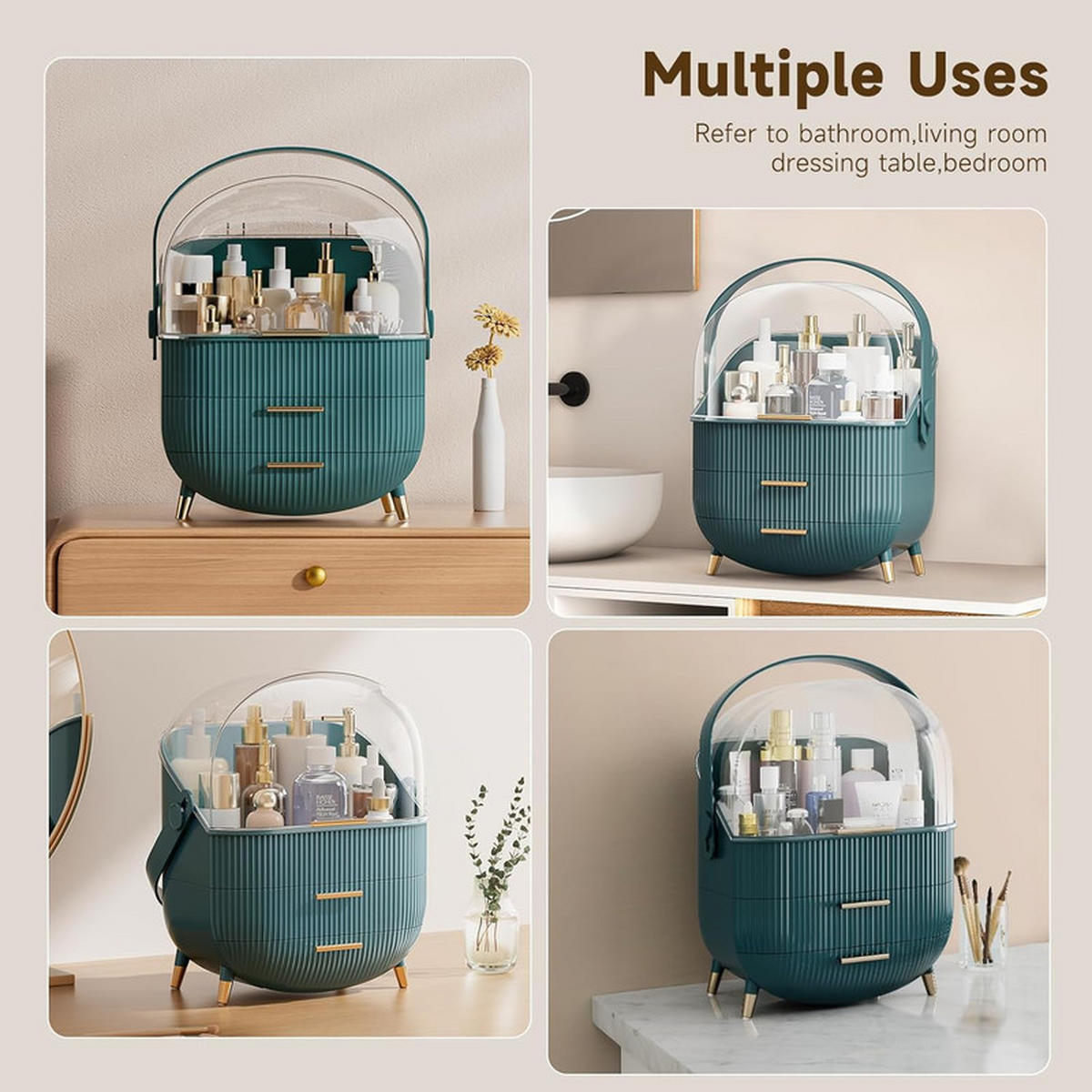 KOSMETIKORGANIZER Carroll Ⅲ 26/16/38 cm - Dunkelgrün, Kunststoff (16/38/26cm) - Nettlife