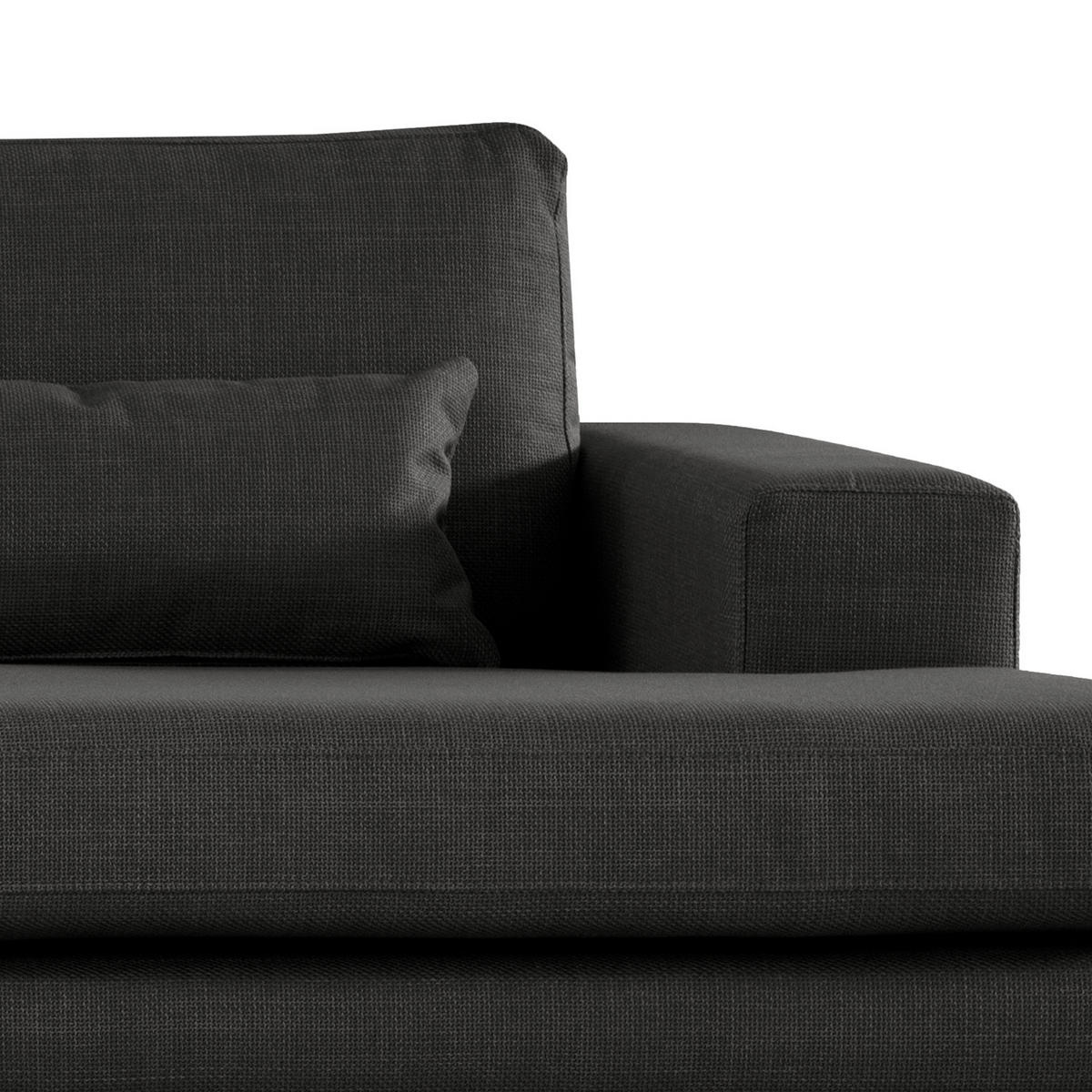 WOHNLANDSCHAFT mit Longchair - Buchefarben/Schwarz, Buchenholz/Textil (371/81/219cm) - home24