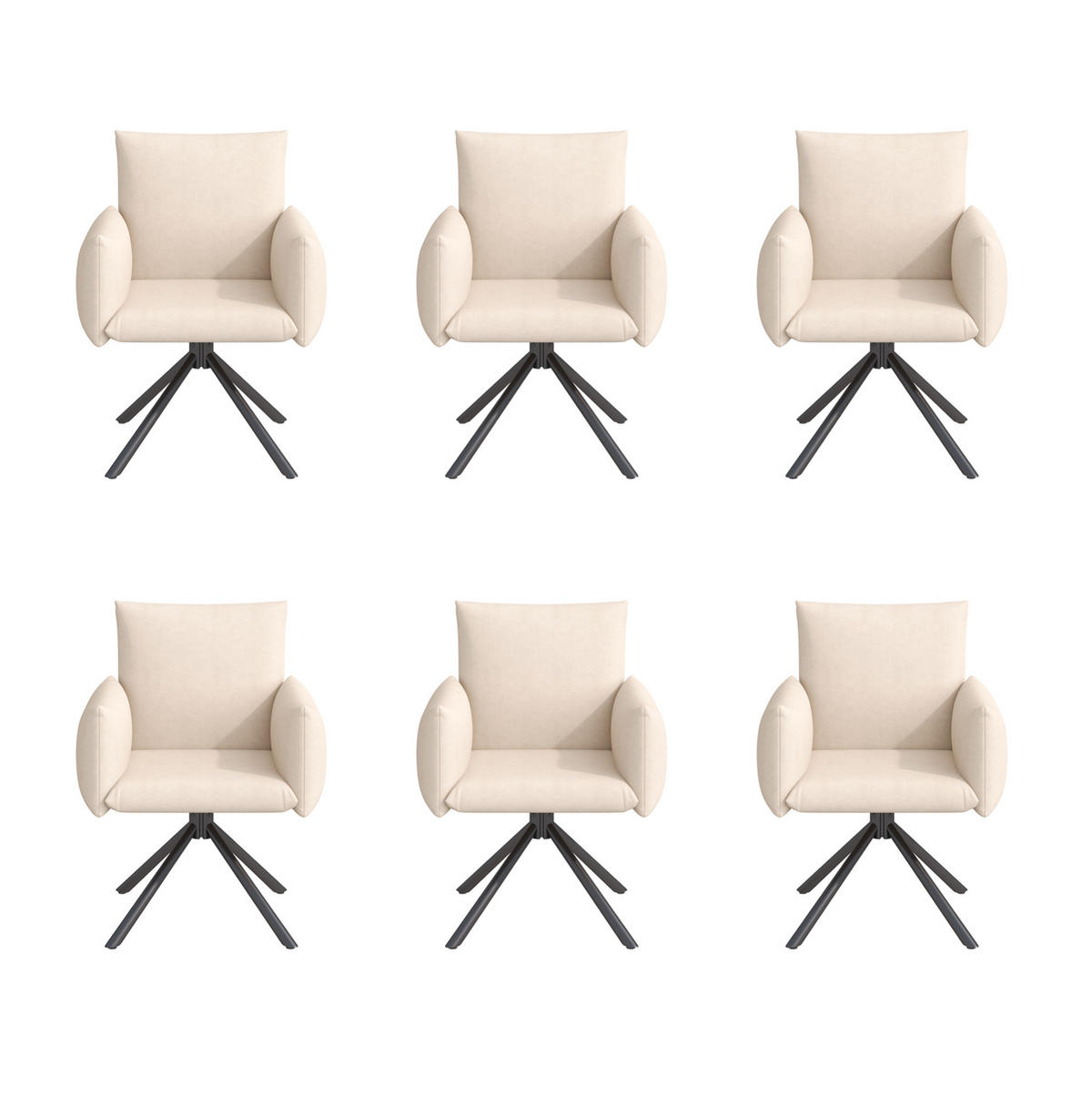 ESSZIMMERSTUHL 6er-Set drehbar mit Armlehnen Samt Beige - Beige, Metall (60/88/60.1cm) - Meubliv