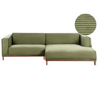 ECKSOFA 4-Sitzer Cord Grün linksseitig Veng - Hellbraun/Braun, Textil (310/155cm) - Beliani