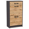 SCHUHSCHRANK 2D1S Anthrazit-Wotan Eiche 50/28/92 cm - Anthrazit/Eiche Wotan, Holzwerkstoff (50/92/28cm) - Matkam Möbel