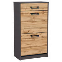 SCHUHSCHRANK 2D1S Anthrazit-Wotan Eiche 50/28/92 cm - Anthrazit/Eiche Wotan, Holzwerkstoff (50/92/28cm) - Matkam Möbel