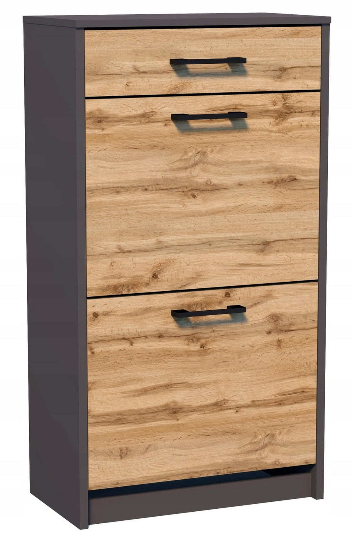 SCHUHSCHRANK 2D1S Anthrazit-Wotan Eiche 50/28/92 cm - Anthrazit/Eiche Wotan, Holzwerkstoff (50/92/28cm) - Matkam Möbel