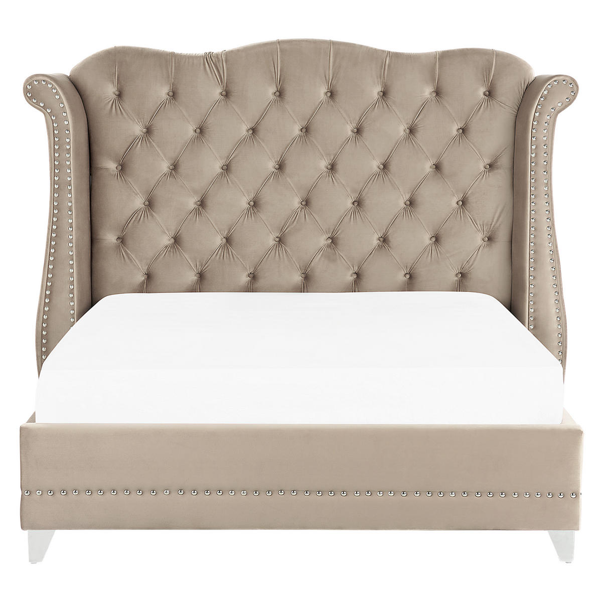 POLSTERBETT 180/200 cm Taupe Ayette - Taupe, Textil (180/200cm) - Beliani