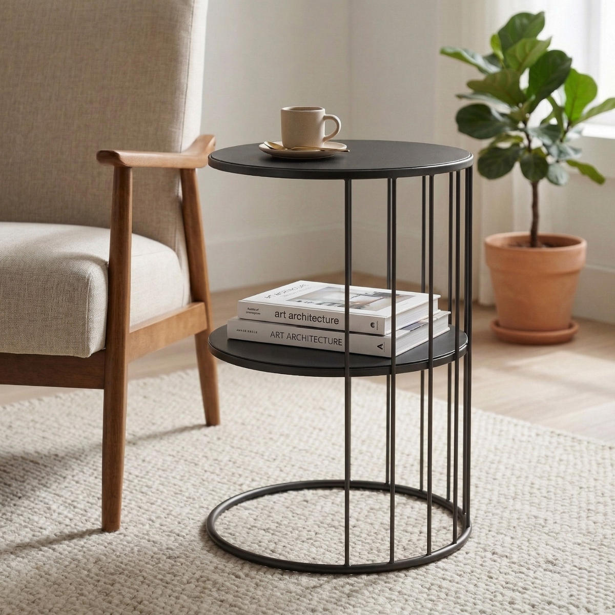 COUCHTISCH Roda Metall 52 cm - Schwarz, Metall (36/36/52cm) - EDAXO
