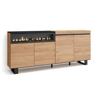 SIDEBOARD Elektrokamin, eiche, schwarz, 200/35/87cm - Multicolor, Holzwerkstoff (200/87/35cm) - Skraut Home