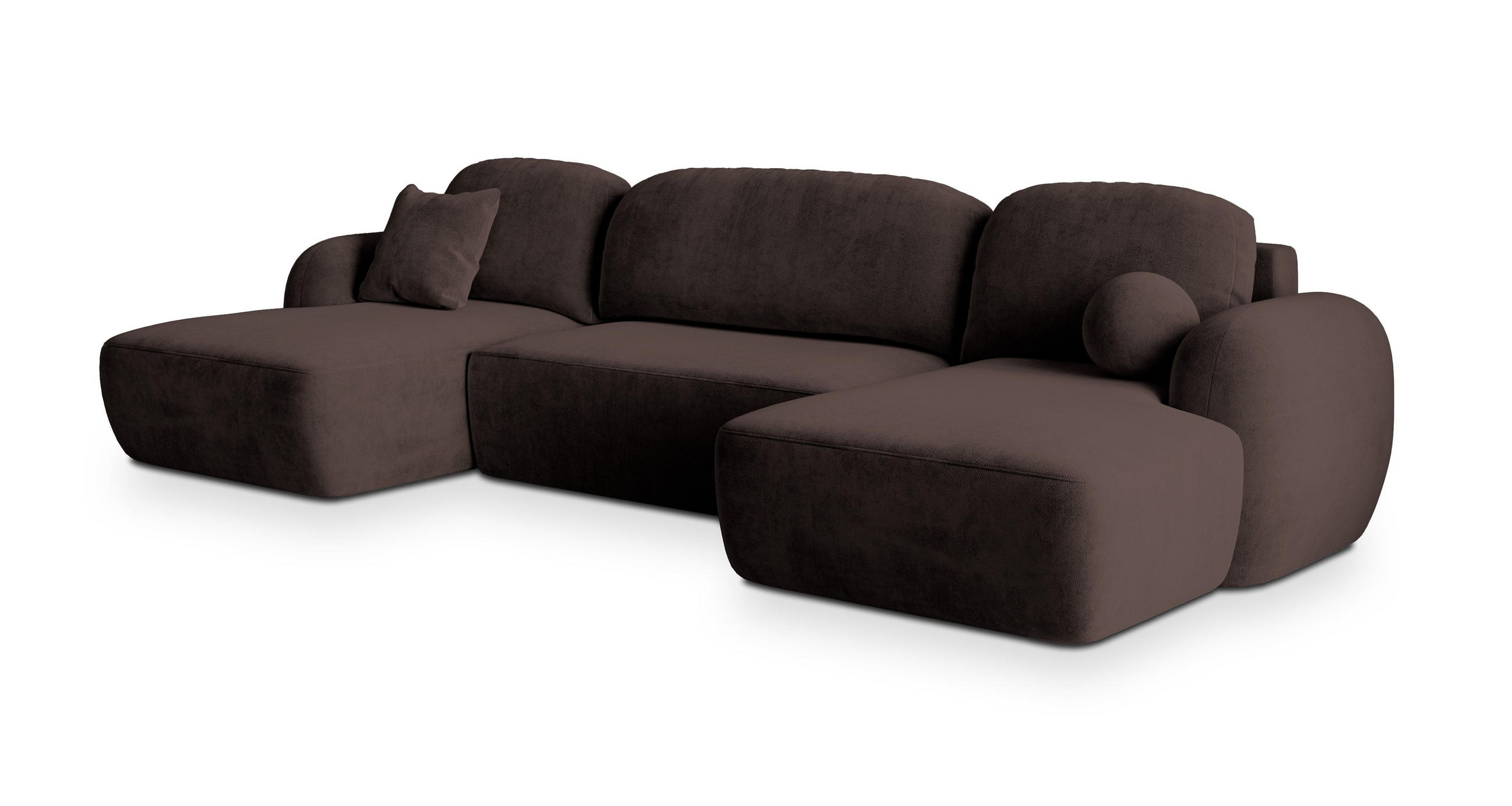 ROHOVÁ SEDAČKA SAVONA hnědá - černá/hnědá, dřevo/textil (320/148cm) - MASSENO