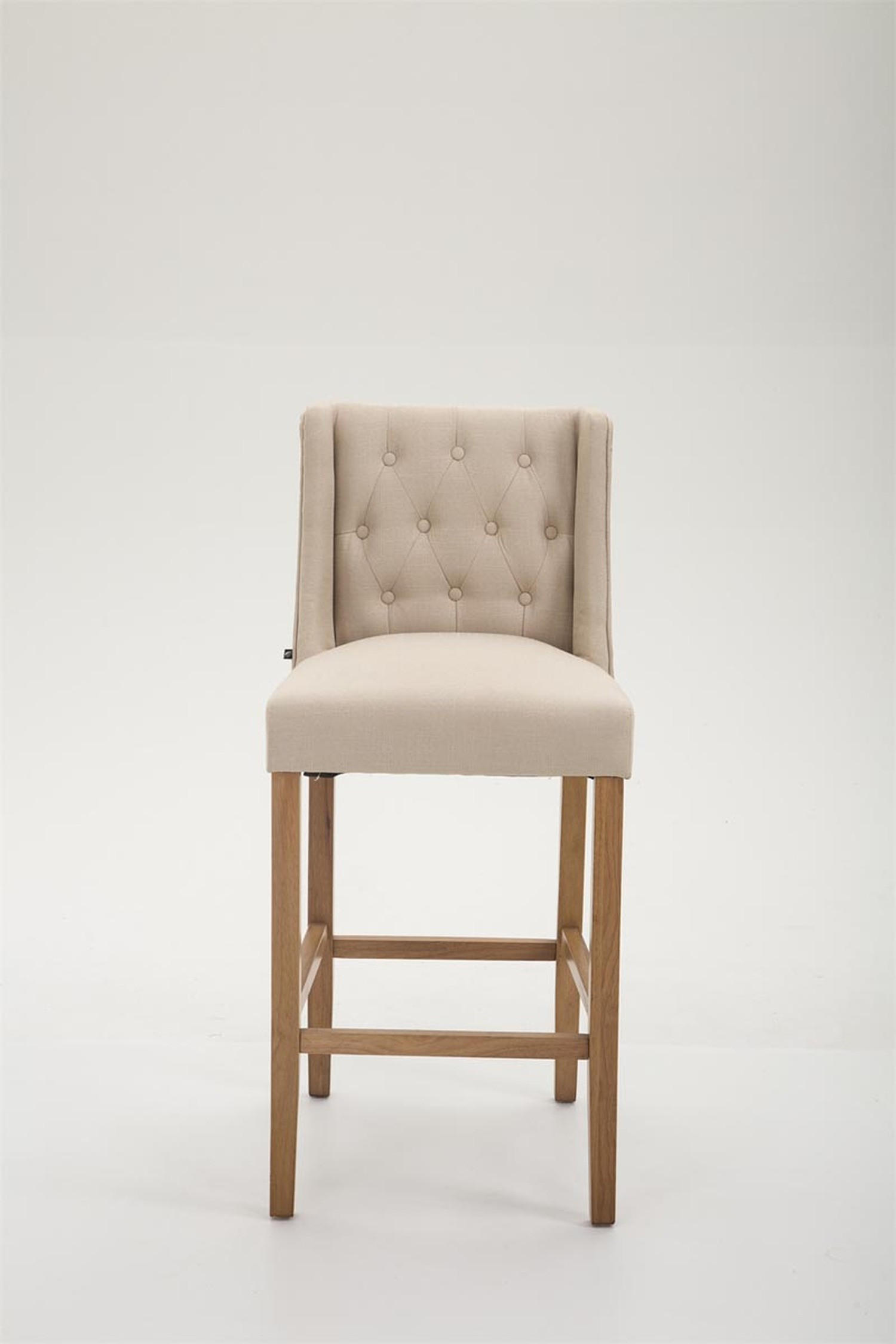BARHOCKER Cassado, Gestell Antik-hell, Stoff Creme - Hellbraun/Creme, Holz/Textil (56/100/51cm) - TPFLiving