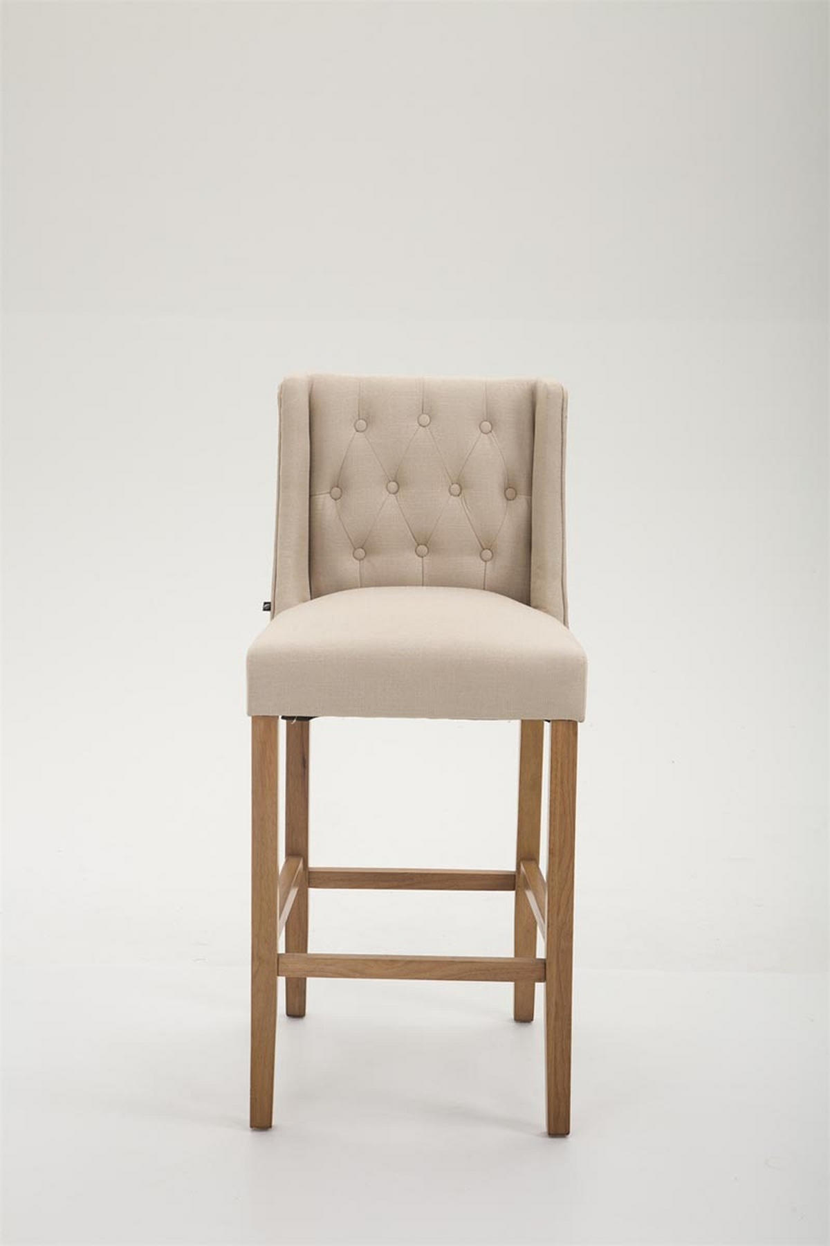 BARHOCKER Cassado, Gestell Antik-hell, Stoff Creme - Hellbraun/Creme, Holz/Textil (56/100/51cm) - TPFLiving