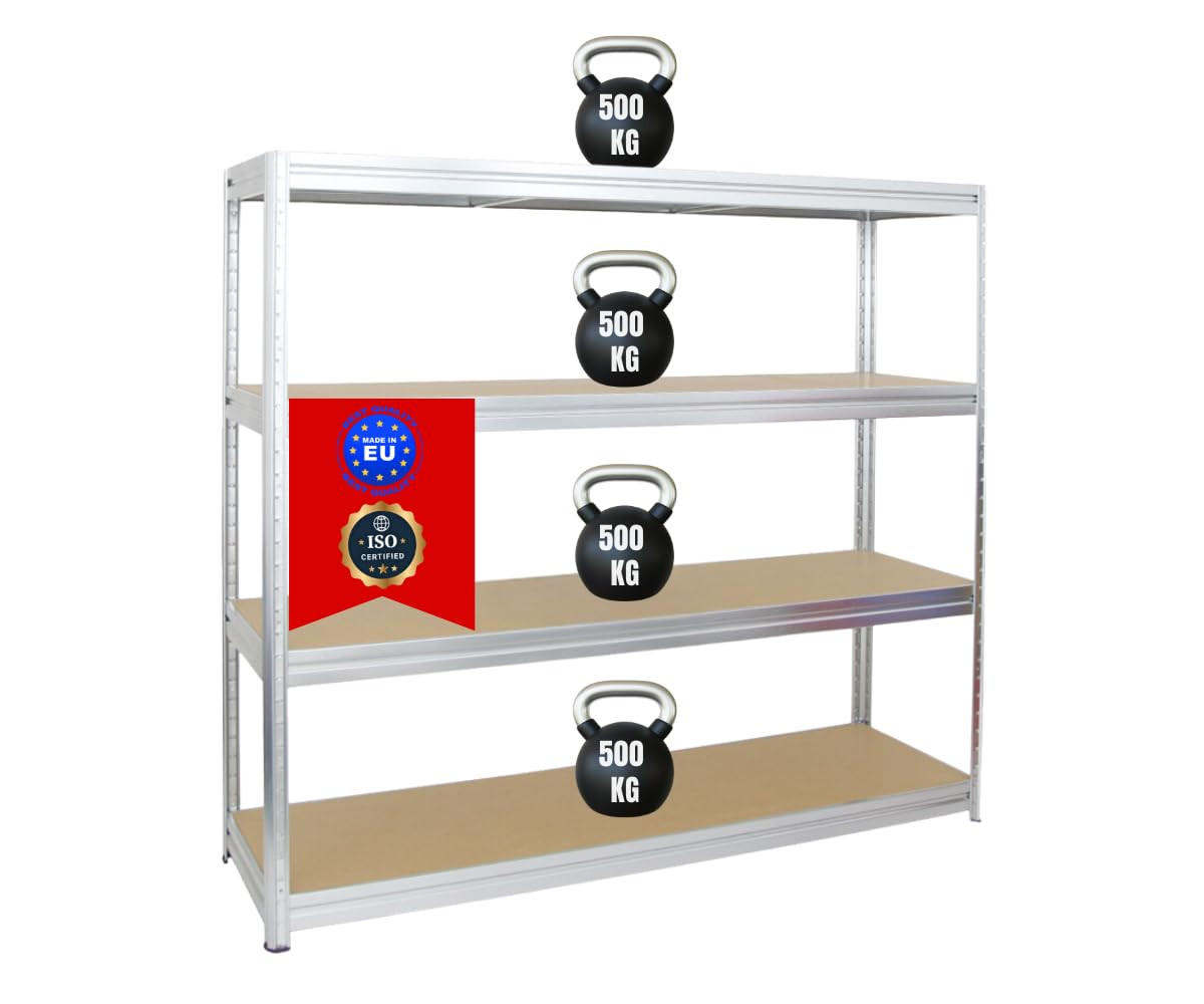SCHWERLASTREGAL Dino 180x200x60 cm Fachlast 500 kg Verzinkt - Silberfarben, Metall (200/180/60cm) - PROREGAL