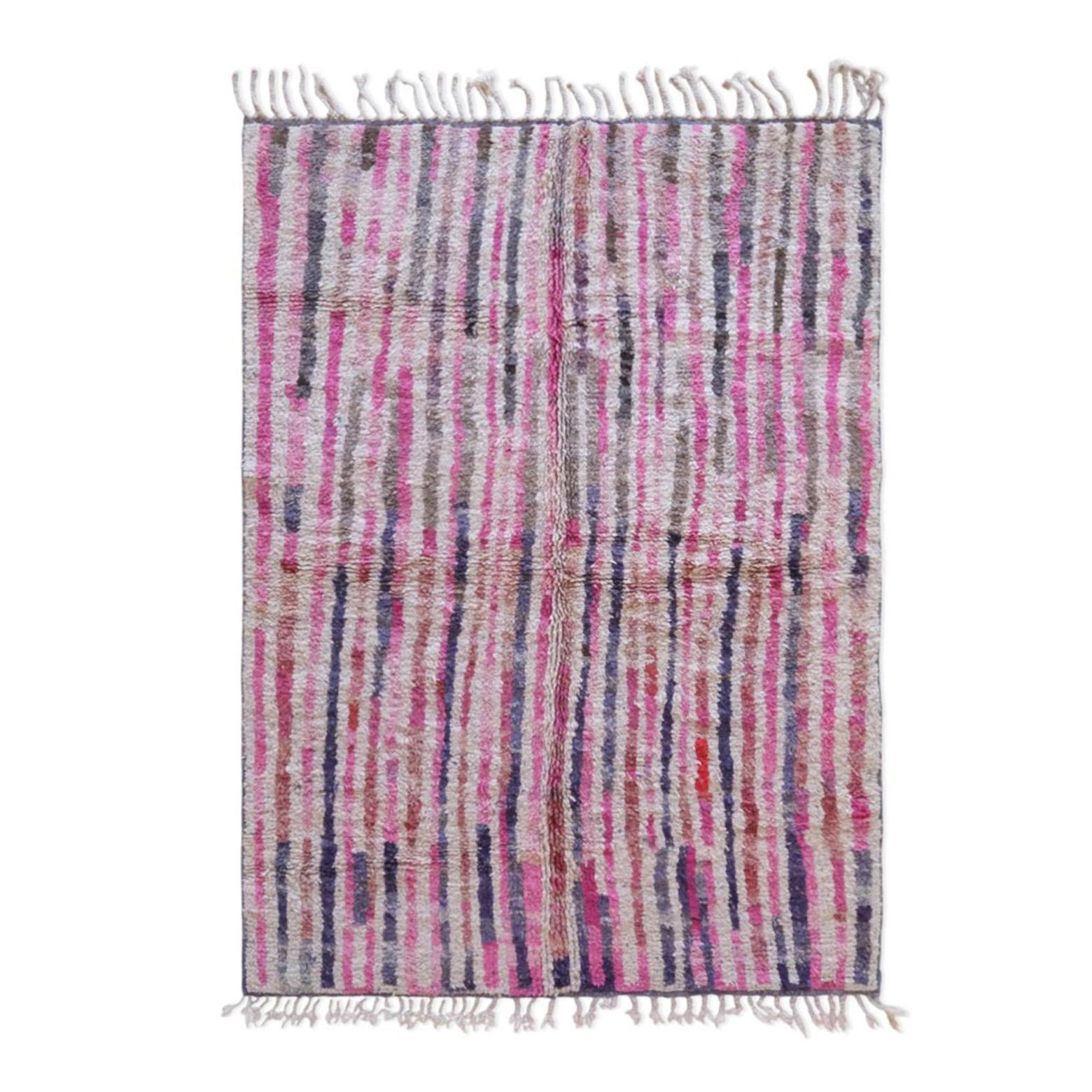 BERBERTEPPICH gestreift handgeknüpft aus Wolle 200x 300 cm - Pink, Naturmaterialien (200/300cm) - AFK Living