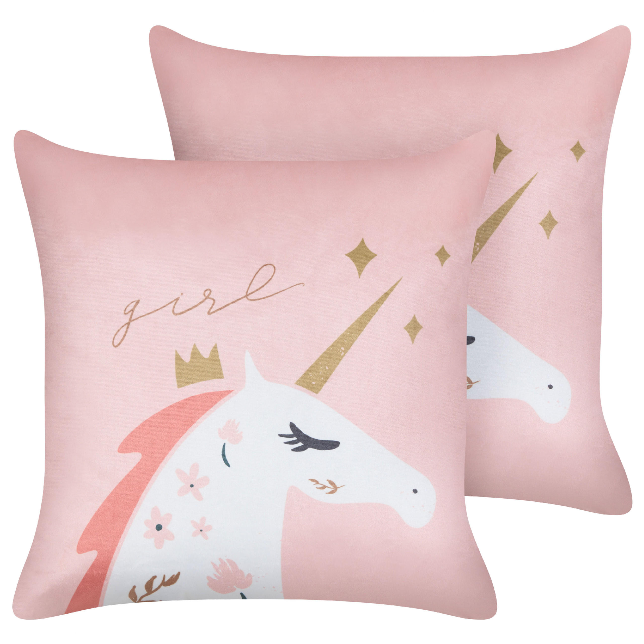 DEKOKISSEN 2er-Set Rosa 45/45 cm Uniola - Pink, Textil (45/45cm) - Beliani