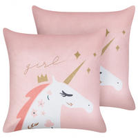DEKOKISSEN 2er-Set Rosa 45/45 cm Uniola - Pink, Textil (45/45cm) - Beliani