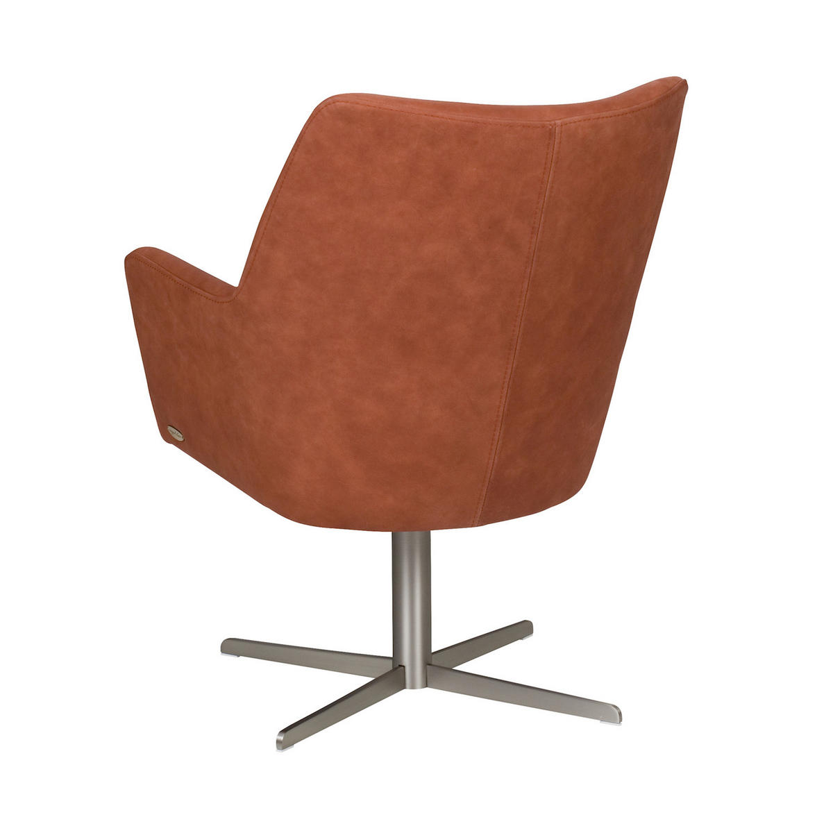 DREHSTUHL JELIA Braun Leder - Silberfarben/Braun, Leder (66/88/67cm) - KAWOLA