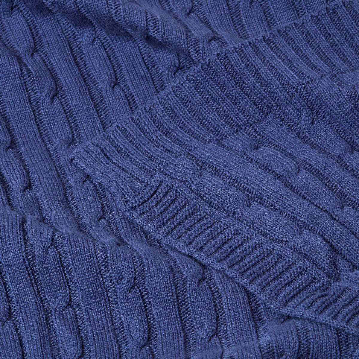 STRICKDECKE 150/200 cm, Baumwolle mit Rautenmuster - Dunkelblau, Textil (150/200cm) - Homescapes