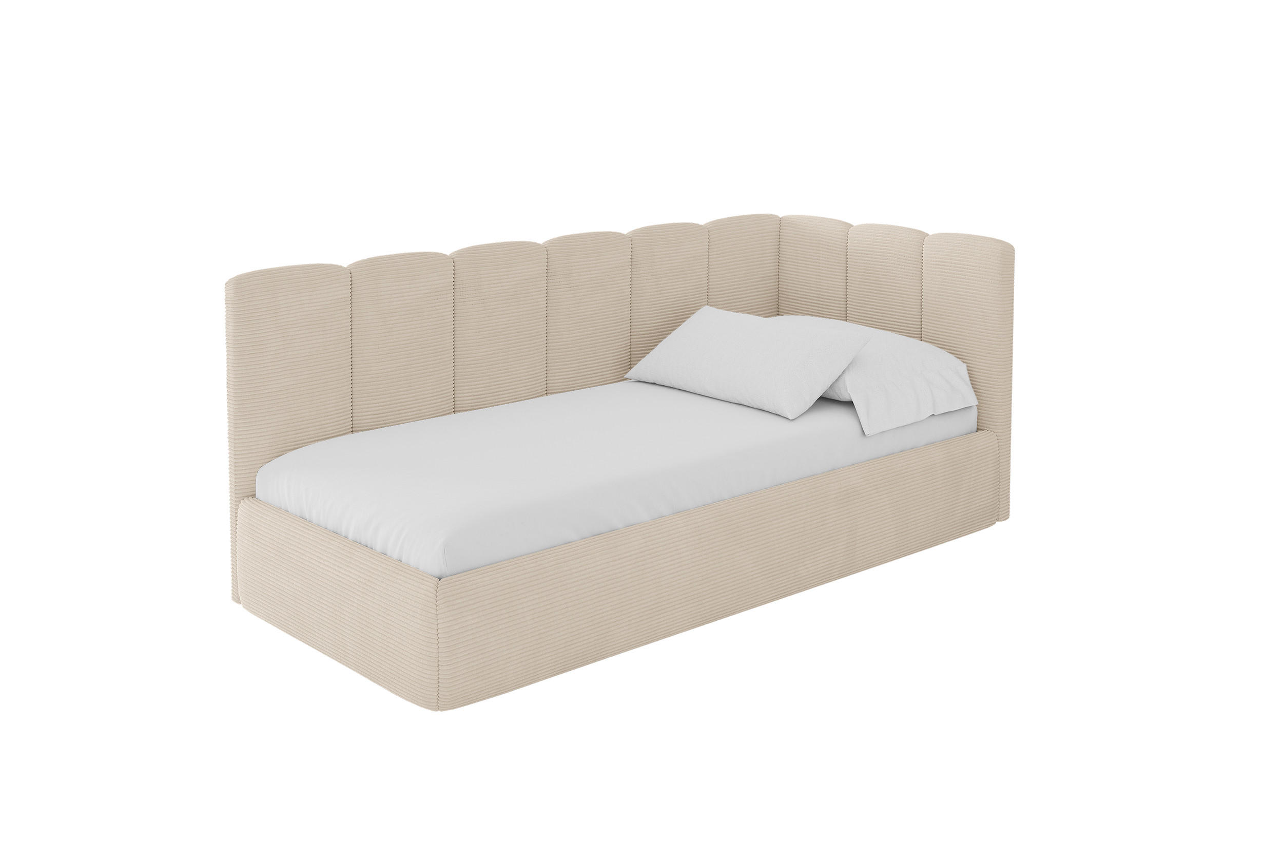 ALTDECOR JEDNOLŮŽKOVÁ POSTEL pro mládež s úložným prostorem a matrací H3/H4, vlevo - DEXY 80x200 béžová