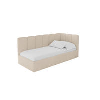 EINZELLBETT Jugendbett mit Bettkasten, Links - DEXY 90x200 Beige - Creme, Holzwerkstoff/Textil (90/200cm) - ALTDECOR