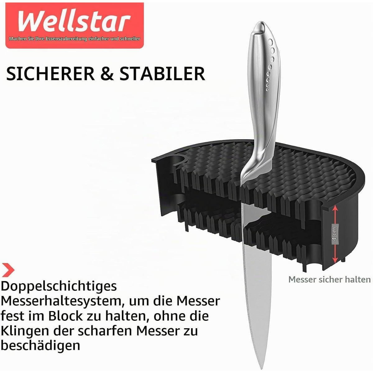 MESSERBLOCK Universal Schwarz für 16-18 Messer - Schwarz, Kunststoff (14/22.3/14cm)