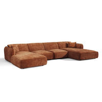 PANORAMA-SOFA LOMI Geprägter Samt Terrakotta 346cm - Dunkelorange/Terracotta, Textil (346/76/166cm) - Premium Interiors