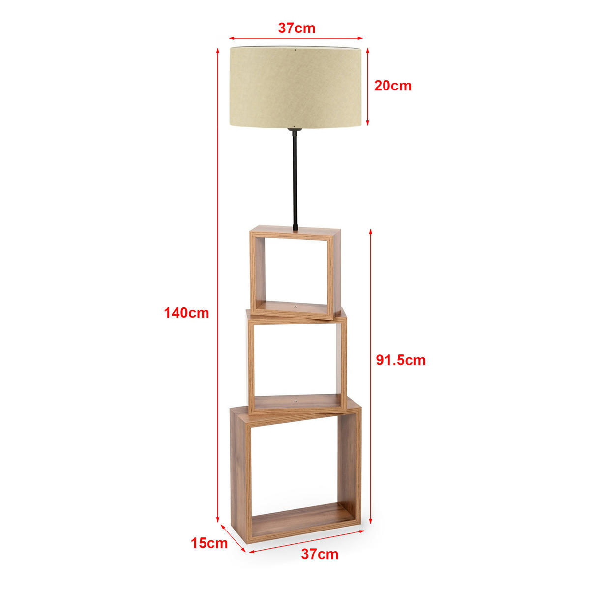 STEHLEUCHTE Mansfield - Creme, Metall (37/37/140cm) - lux.pro