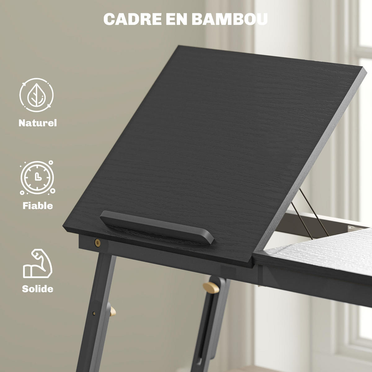 LAPTOPTISCH DE-16717 Schwarz - Schwarz, Metall (83.5/33/34cm) - ComfortXL