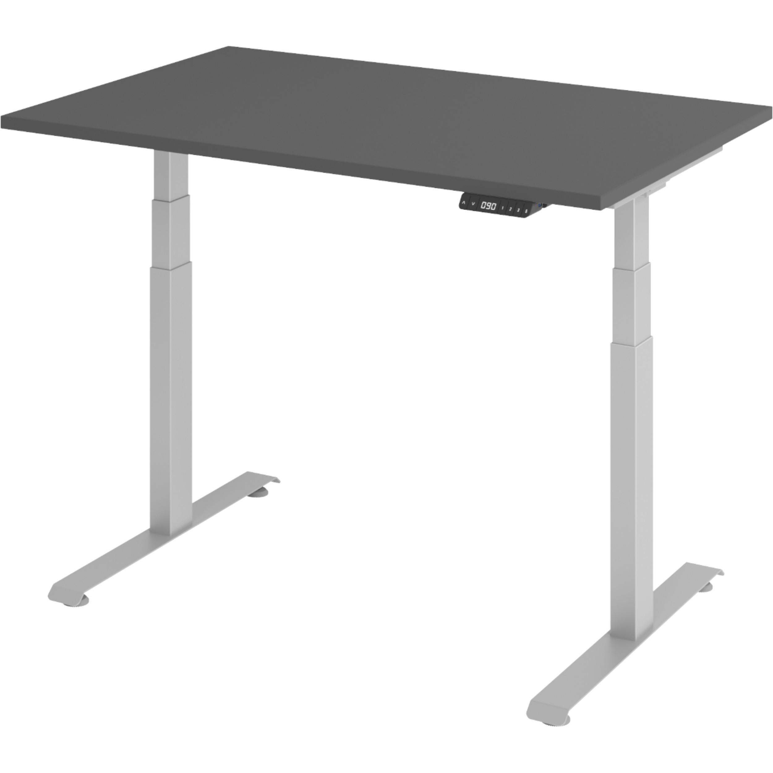 SCHREIBTISCH elektrisch 80/120/74 cm in Graphitfarben/Silberfarben - Silberfarben/Graphitfarben, Holzwerkstoff (80/120/74cm) - bümö