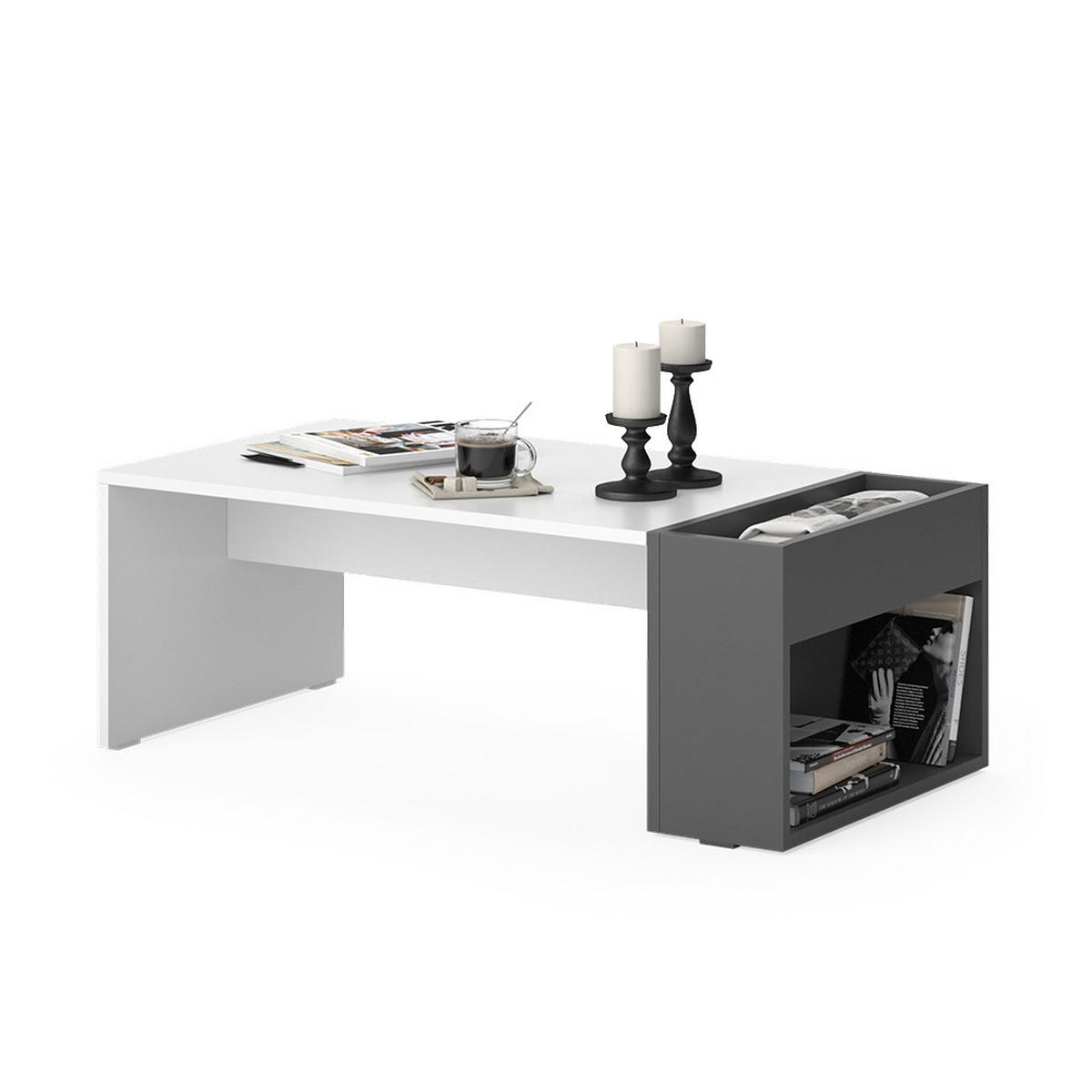 COUCHTISCH Chris Weiß/Anthrazit 95 x 49.4 cm - Anthrazit/Weiß, Holzwerkstoff (49.4/95/34cm) - Vicco