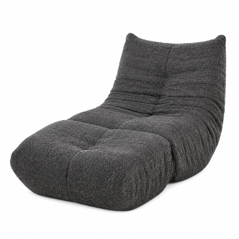 SCHLAFSESSEL mit Fußstütze Chenille Grau - Grau, Kunststoff (94/71/185cm) - Beauniv