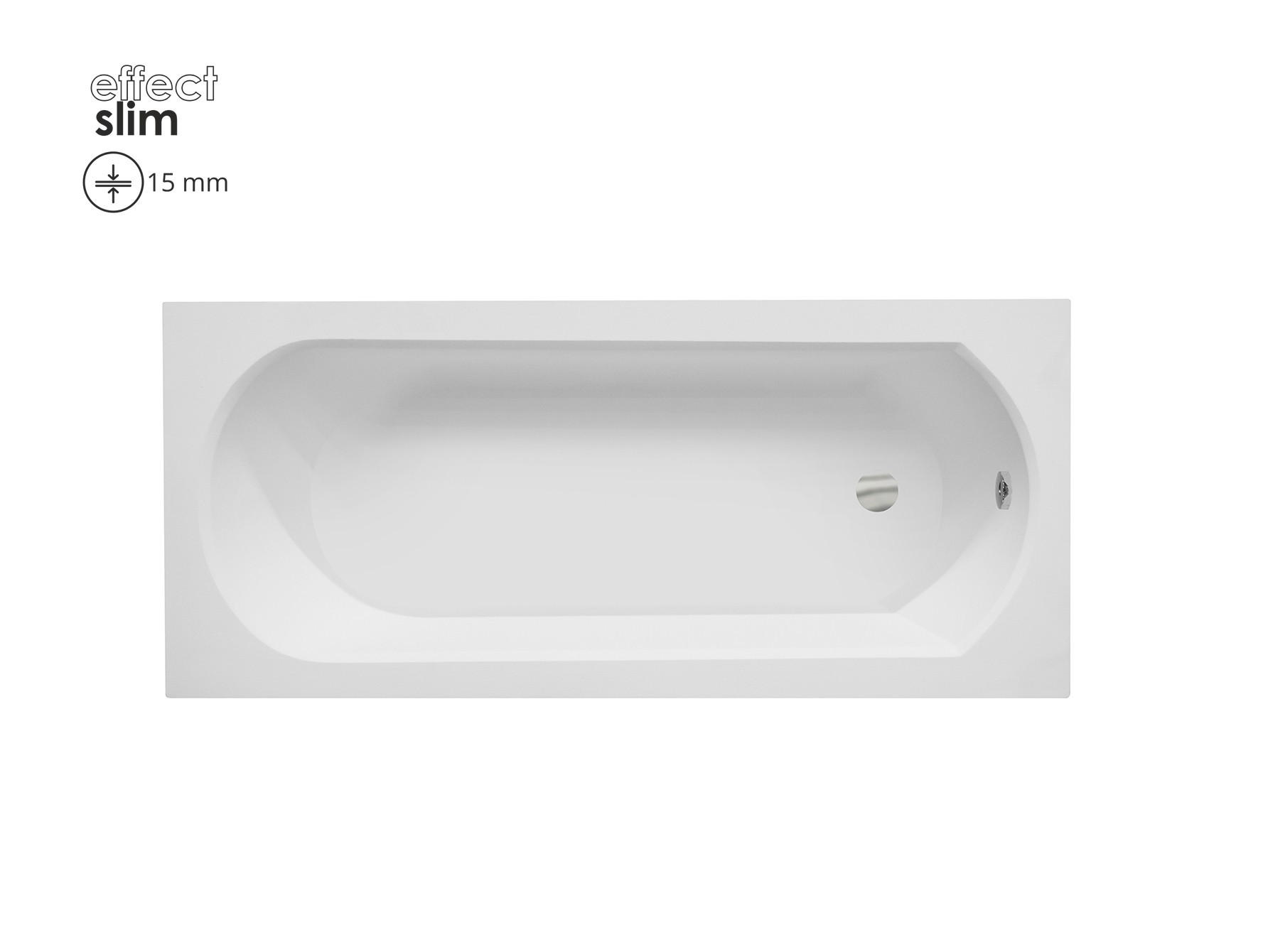 BADEWANNE Rechteck INTRICA SLIM 150/75 mit Träger Ablauf Füße - Weiß, Kunststoff (75/55.5/150cm) - bad land