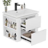 WASCHTISCHKOMBI 60/46/48,5 cm Weiß aus Keramik und MDF mit LED-Radarsensor-Beleuchtung - Weiß, Holzwerkstoff (61/48.5/46cm) - OKMYHOME