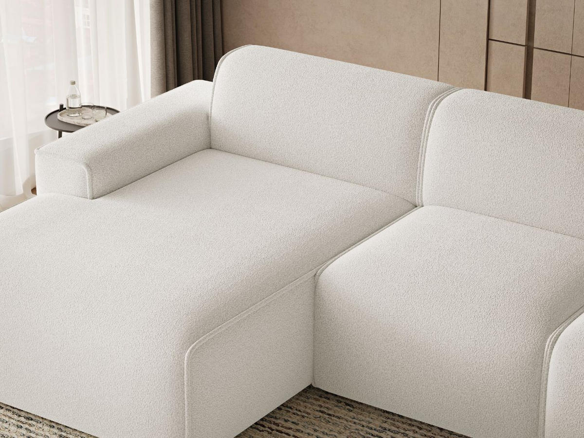 ECKSOFA Lavia Weiß Links - Schwarz/Weiß, Holz/Kunststoff (310/165cm) - Graingold