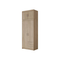 KLEIDERSCHRANK Elena 2D3S + Schrankaufsatz - Silberfarben/Sonoma Eiche, Holzwerkstoff/Kunststoff (90/246/53cm) - MIRJAN24