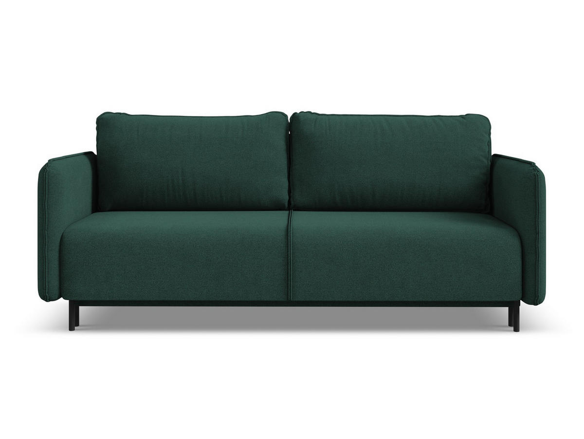 3-SITZER SOFA mit Schlaffunktion Strukturstoff Stoff Grün - Dunkelgrün/Schwarz, Holz/Textil (226/90/92cm) - Makamii