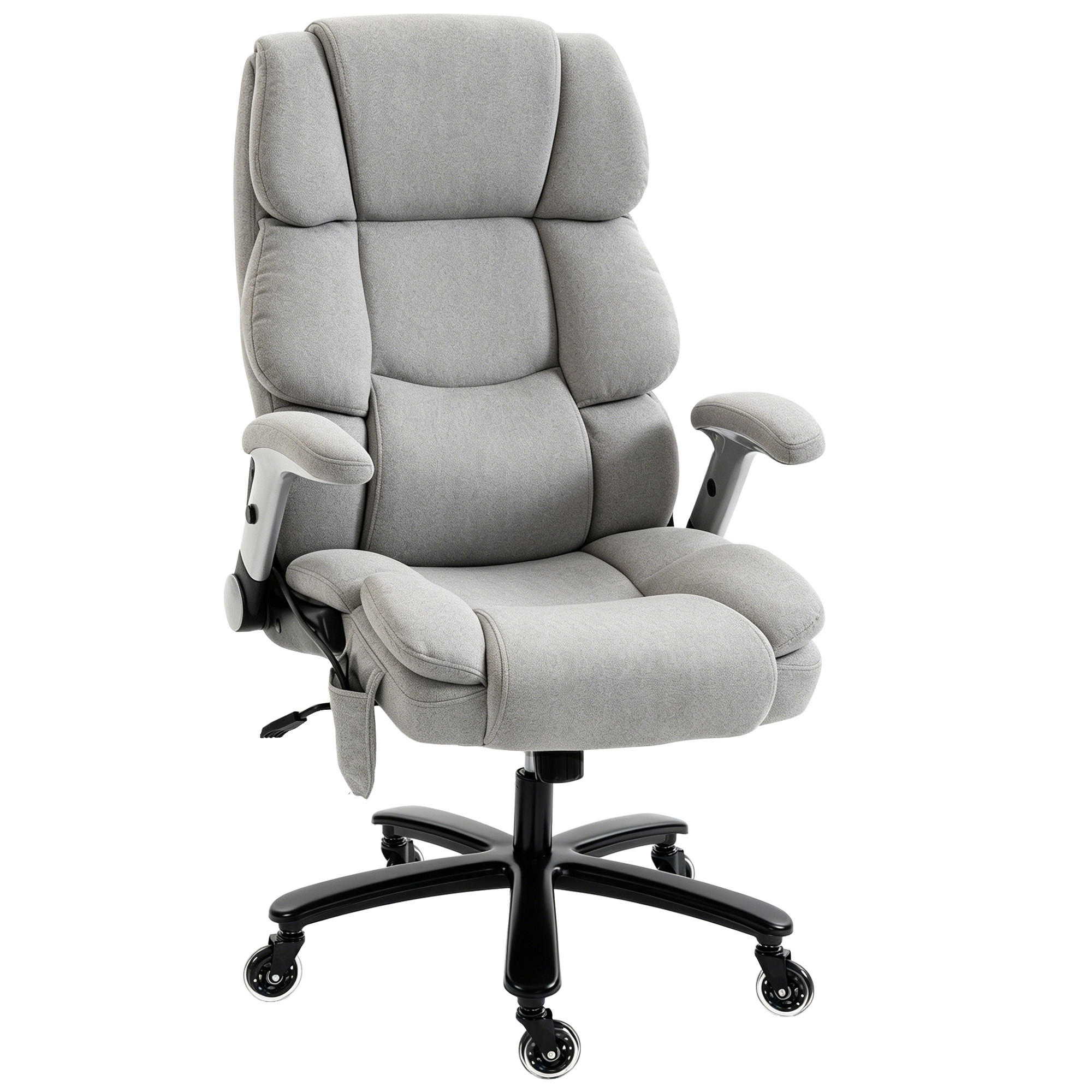 BÜROSTUHL Hellgrau mit Airbag-Lendenwirbelstütze und hochklappbaren Armlehnen - Hellgrau, Textil (82/122/70cm) - PANGIVO