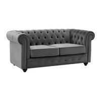 SOFA 2-Sitzer - Samt - Anthrazit - CHESTERFIELD - Anthrazit, Textil (88/72/168cm) - Vente-Unique