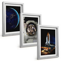 BILDER SET 3er Set - 20x30 cm Silberner Rahmen - Weltraum Erde Astronaut Rakete - Silberfarben, Kunststoff (20/30cm) - TULUP
