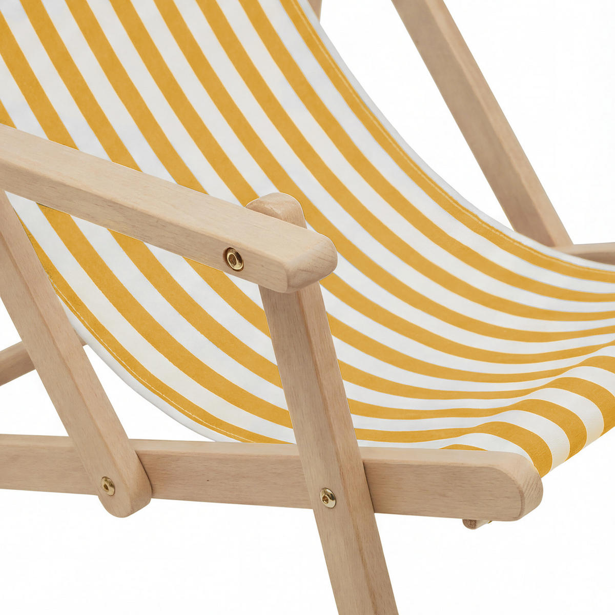 LIEGESTUHL - Akazie massiv / Webstoff - Gelb, Holz/Textil (63/88/102cm) - home24