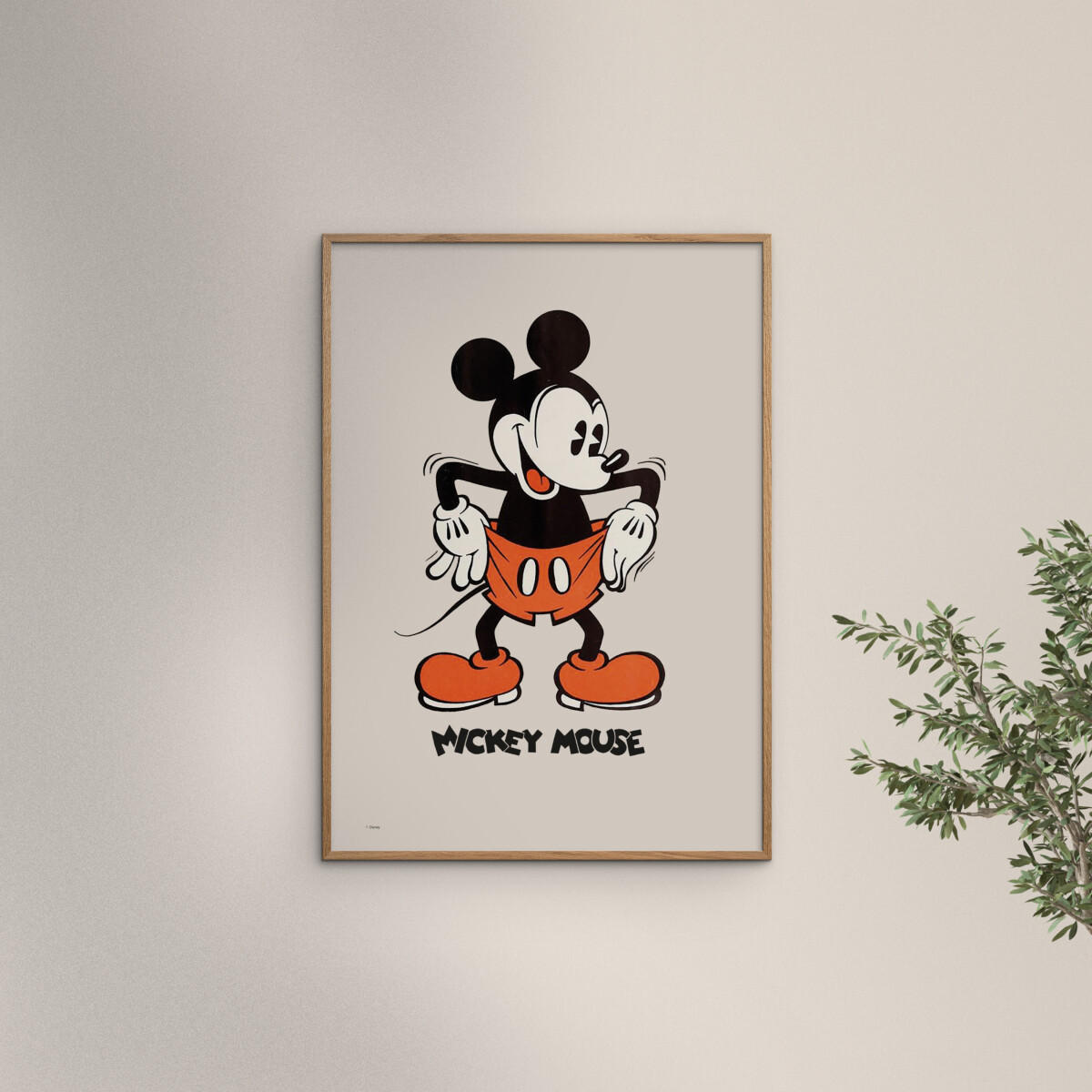 POSTER mit Rahmen Disney - Disney - Mickey Mouse Vintage No. 02 - Eichefarben/Beige, Holz/Papier (50/70cm) - Poster&Frame