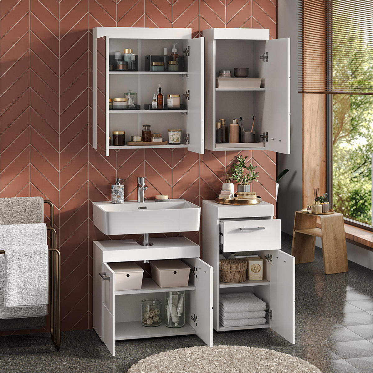 MIDI SKRINKA Luna biely 37 x 79 cm - biela, kompozitné drevo (37/79/32.6cm) - Vicco