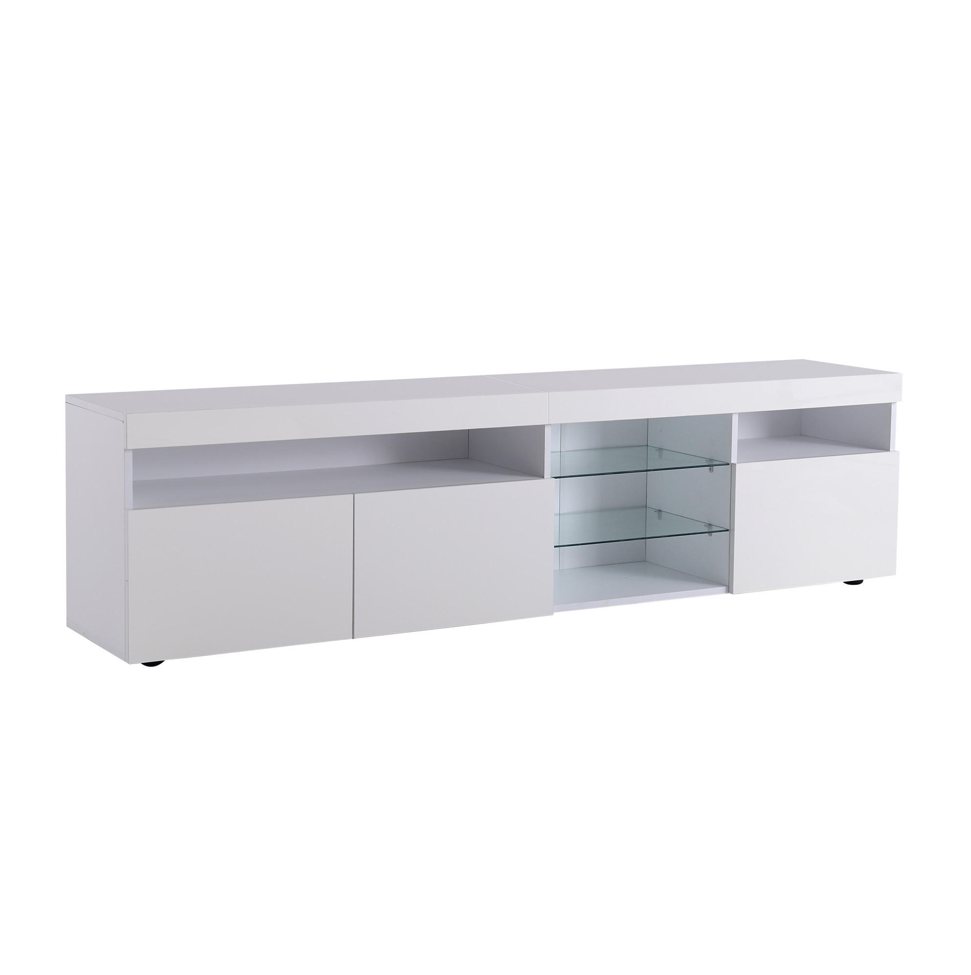 TV-LOWBOARD 180/35/48 cm mit LED-Beleuchtung und 3 Türen - Weiß, Holzwerkstoff (180/48/35cm) - BEAOK