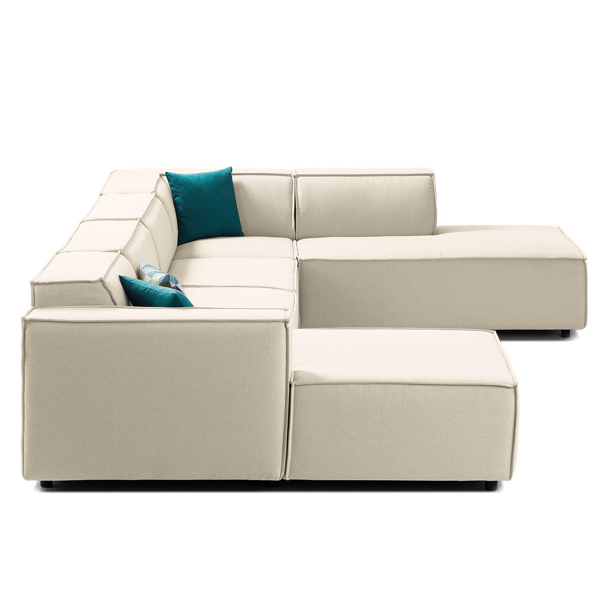 WOHNLANDSCHAFT mit Longchair & Ottomane - Schwarz/Weiß, Kunststoff/Textil (369/70/234cm) - home24