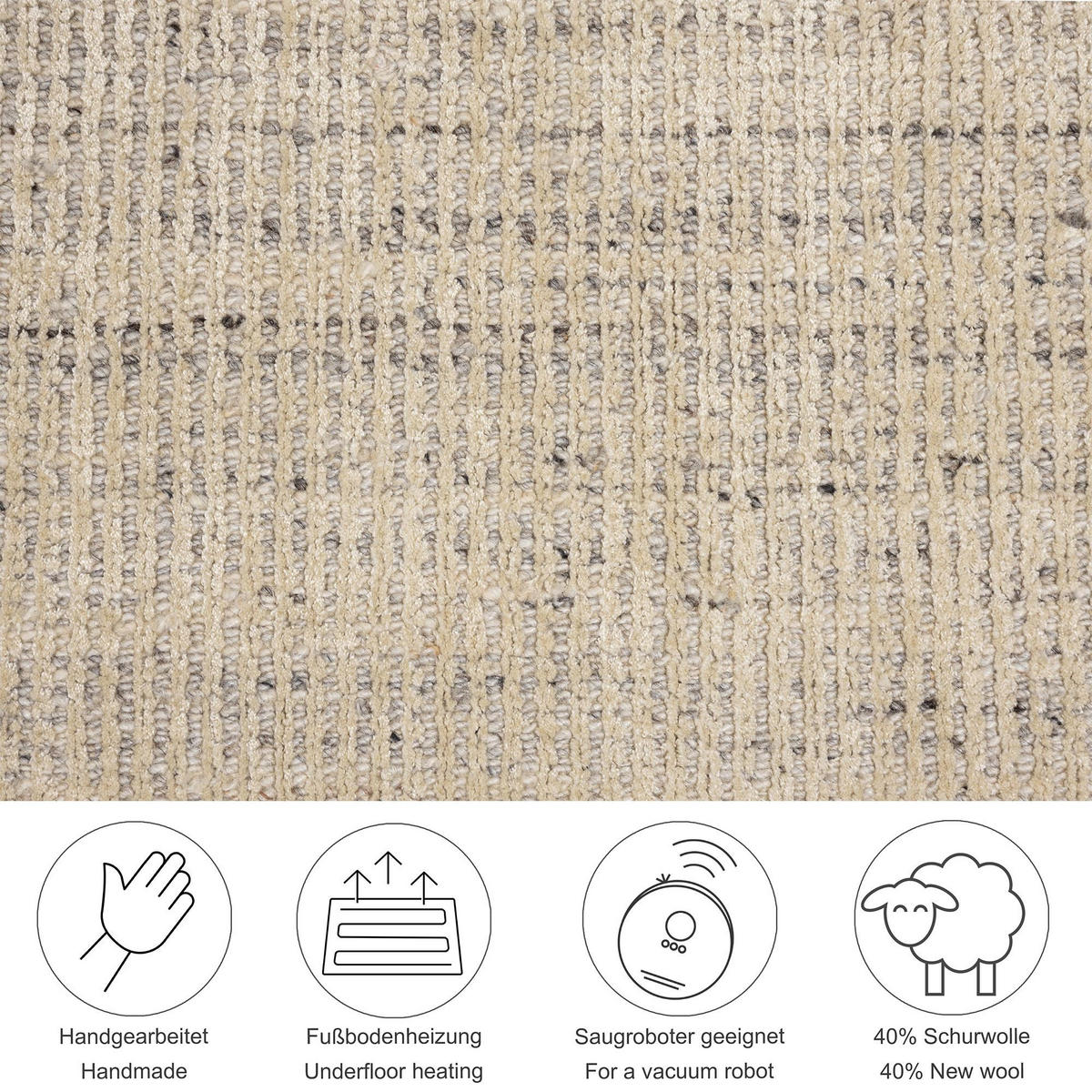 HANDWEBTEPPICH Venus 240x340 cm - Beige, Textil (240/340cm) - THEKO