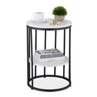 MĂSUȚĂ Alb Negru aspect de marmură 2 polițe - alb/negru, compozit lemnos/metal (40/40/57cm) - Relaxdays