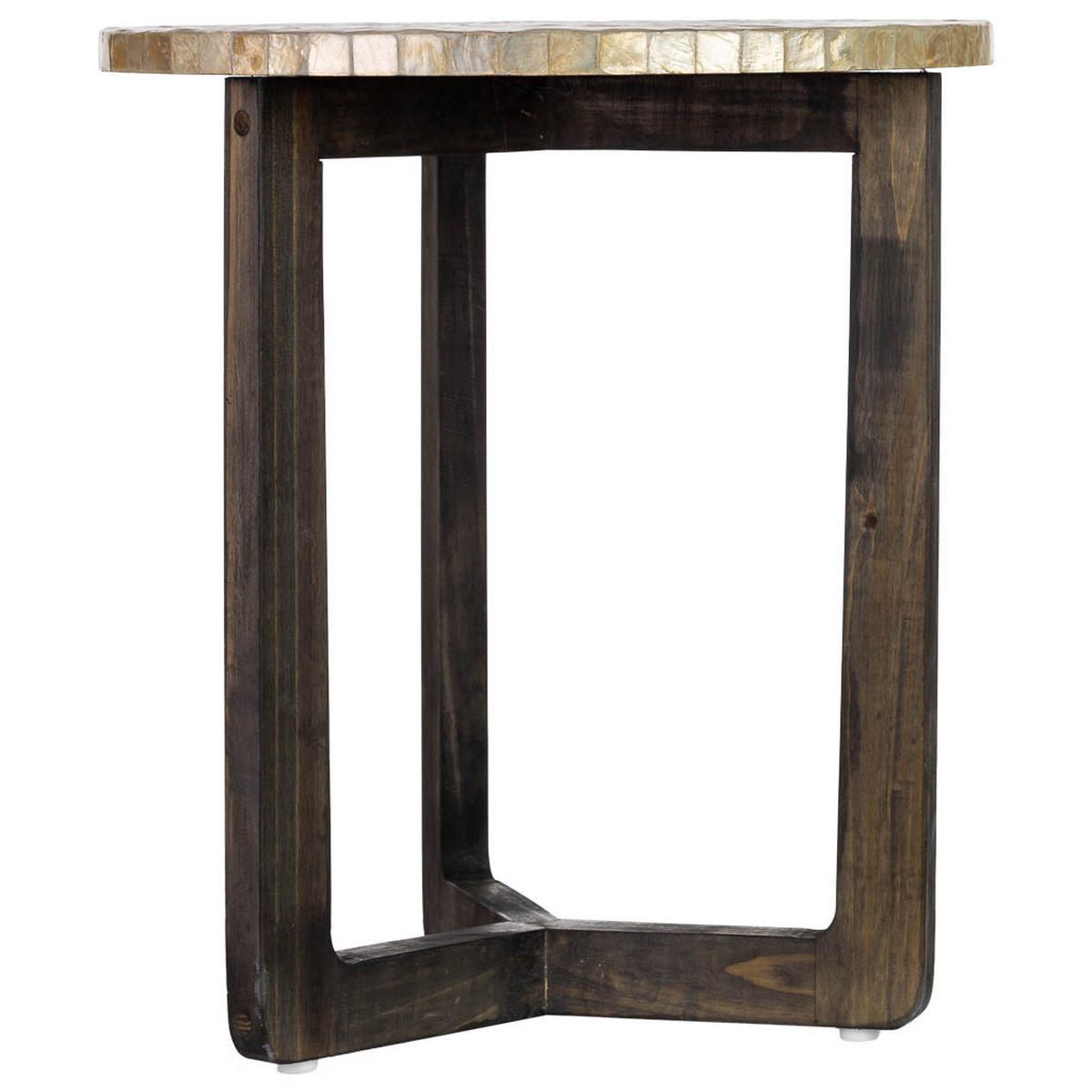 TISCH aus Holz und Capiz, beige, 40x45cm - Grau, Holz (40/40/45cm) - Wanderlust