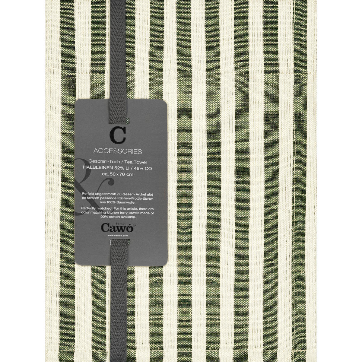 GESCHIRRTÜCHER LINEN CLASSICS STREIFEN 537 OLIV - 43 - Grün, Textil (50/70cm) - Cawö