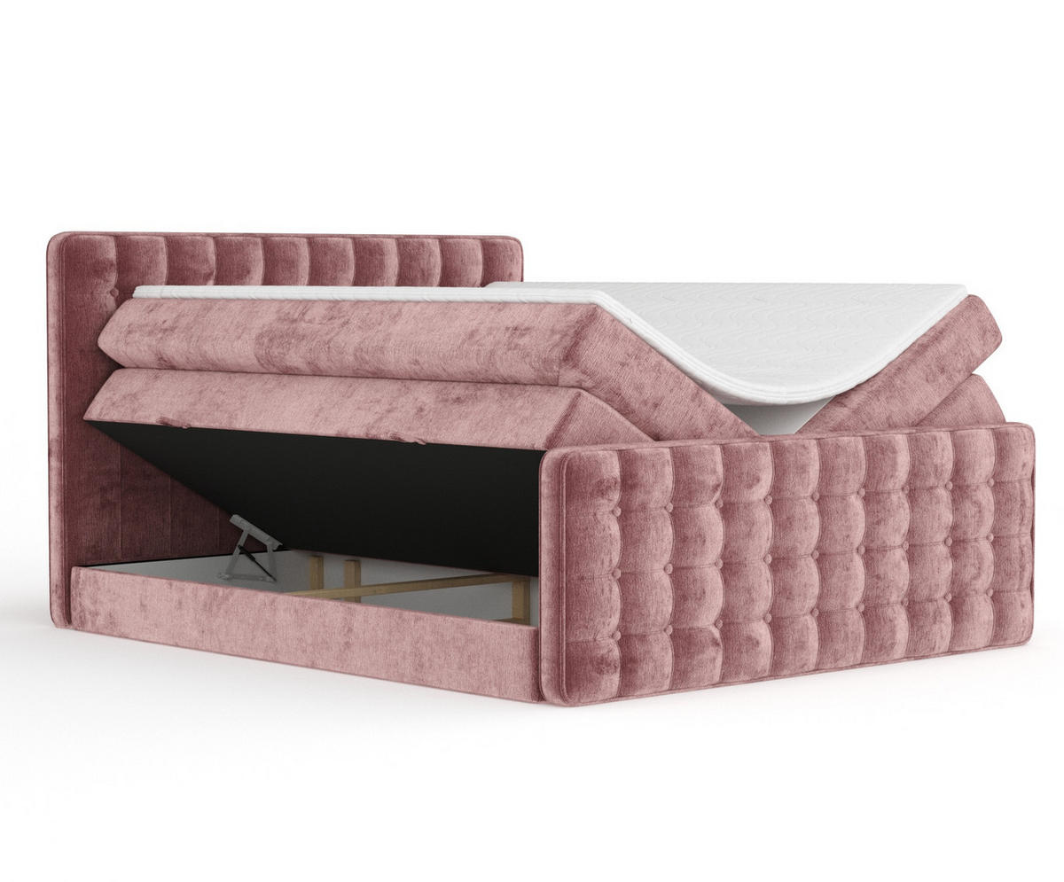BOXSPRINGBETT Velouria Rosa 180/200 cm - Schwarz/Rosa, Holz/Holzwerkstoff (180/200cm) - Maison de Reve