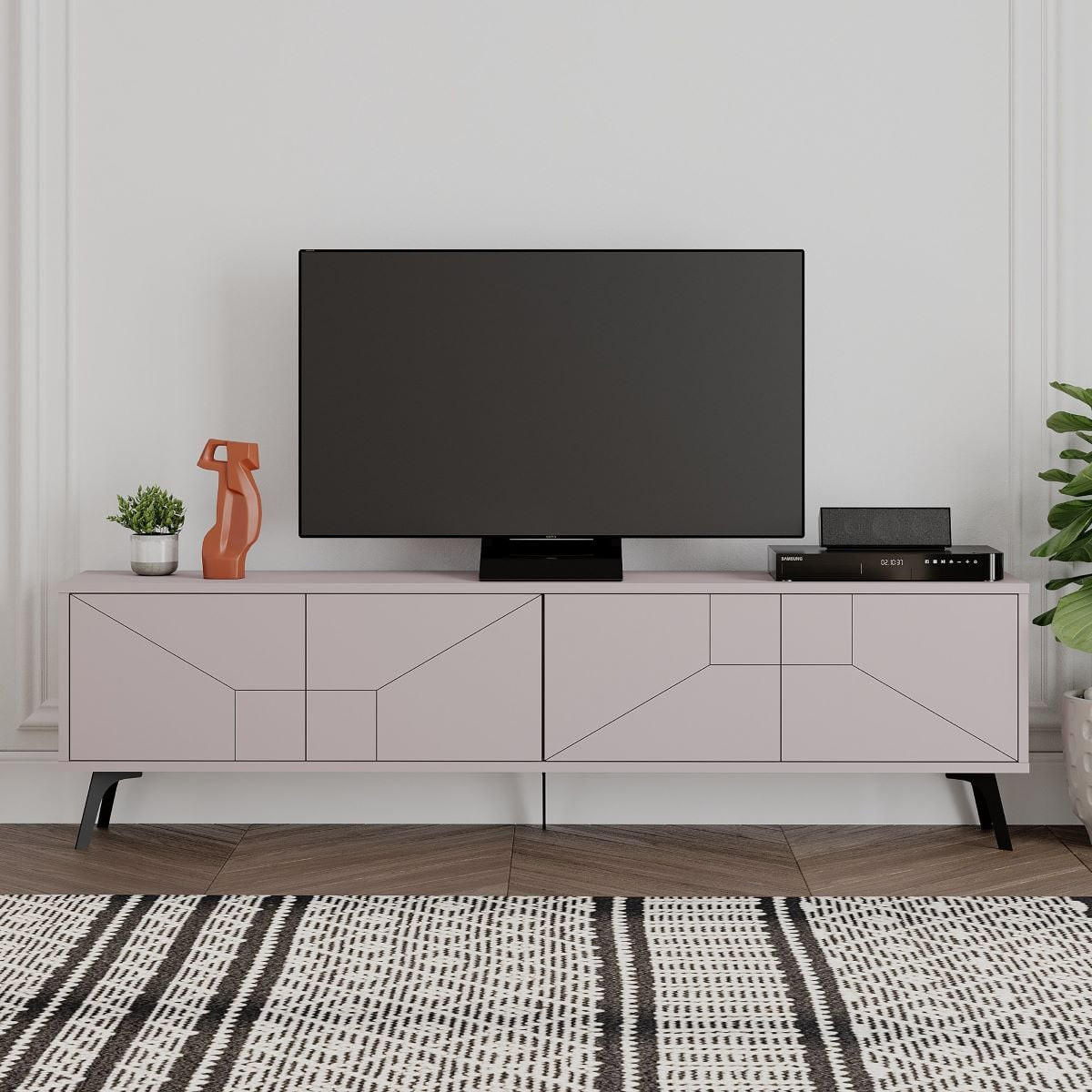 TV-MÖBEL 4 Türen L180 cm - Dune - Taupe, Holzwerkstoff (29.6/50/180cm) - Calicosy
