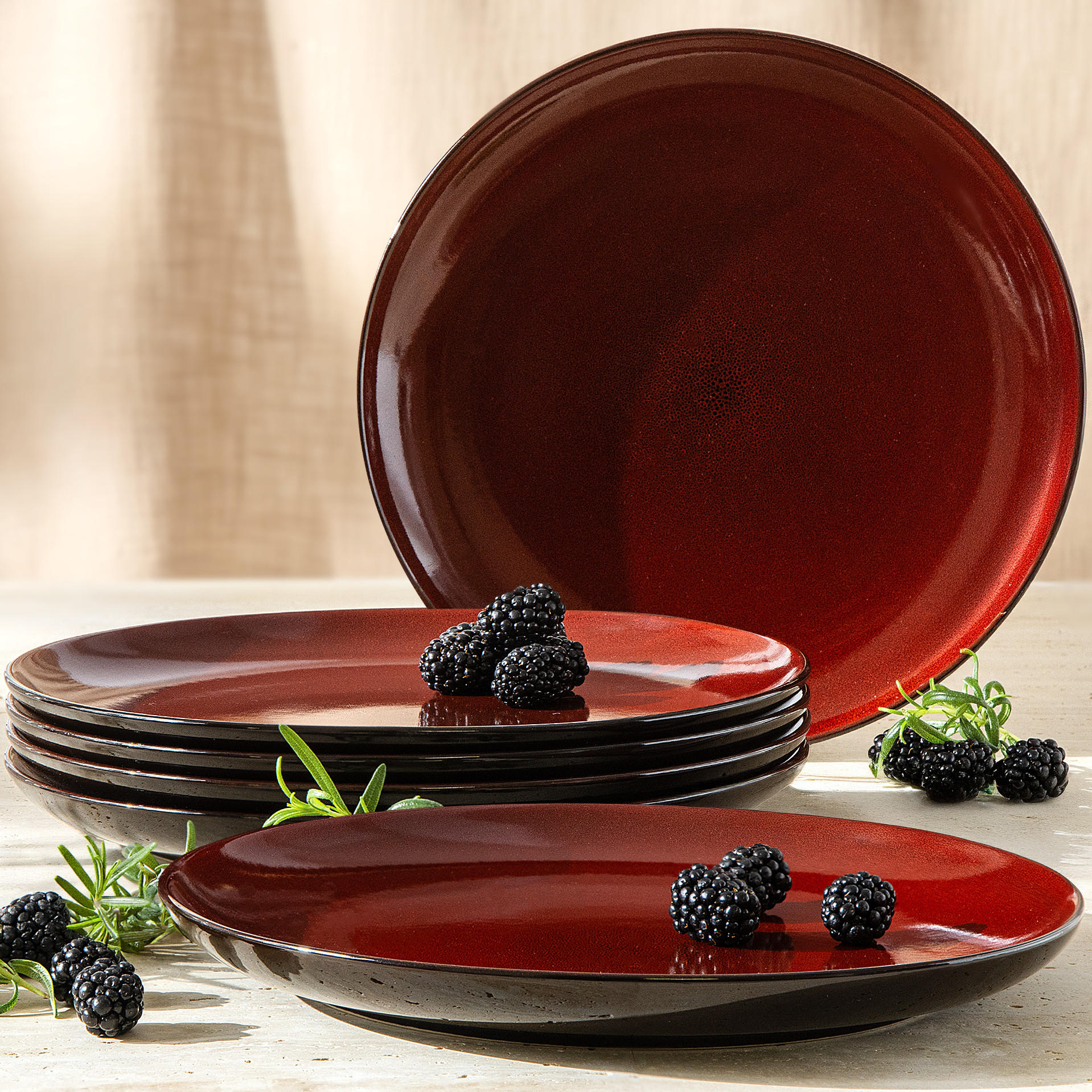 TELLER-SET SPEISETELLERSET GAMBIA 6-tlg - Rot, Keramik (27cm) - Ritzenhoff Breker