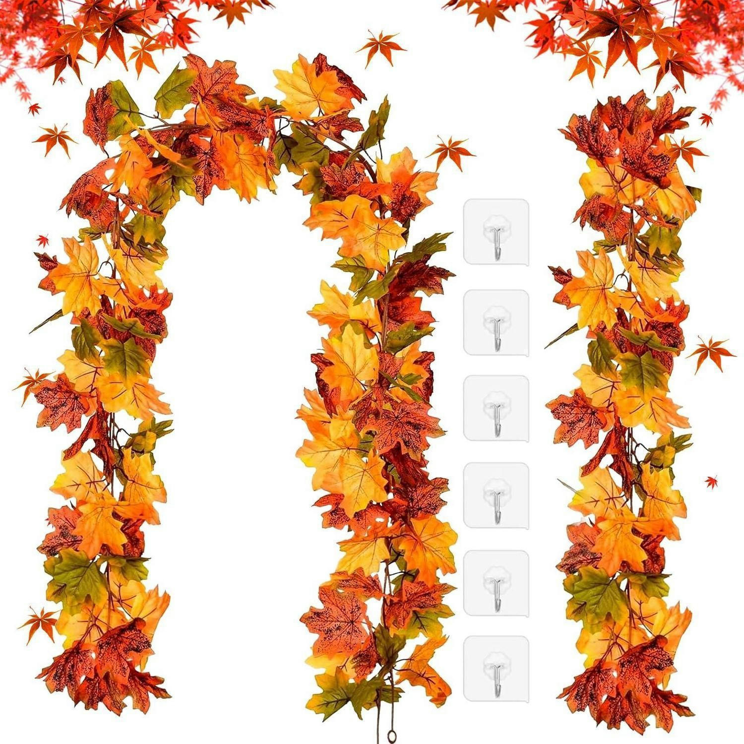 KÜNSTLICHE Herbstgirlande Ahornblätter, 2er-Set - Multicolor, Kunststoff (5cm)